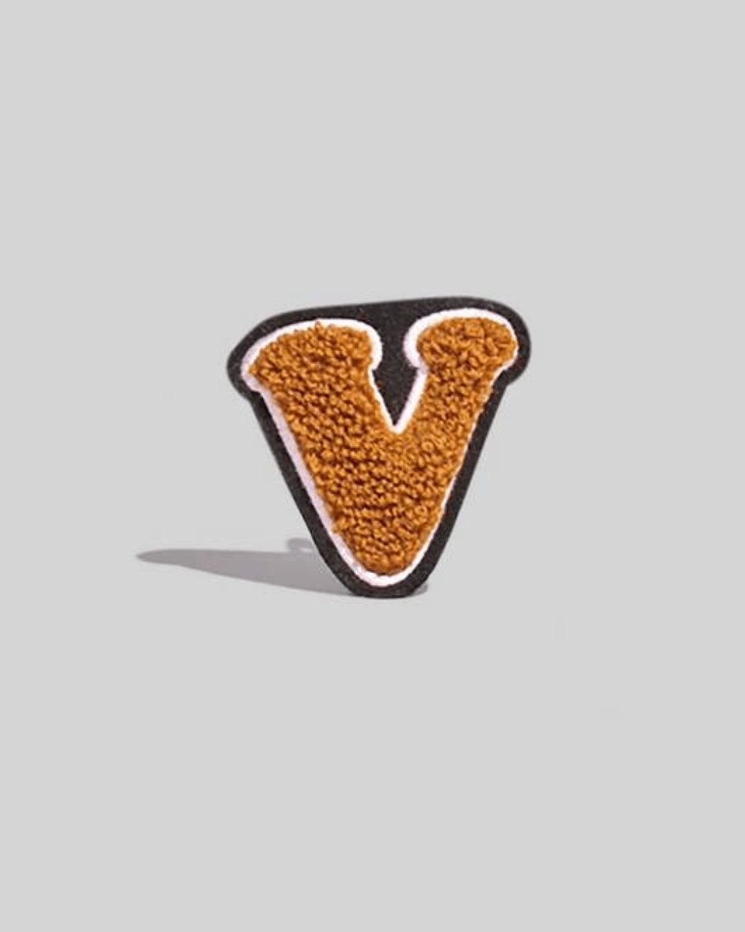 V Brown Chenille Varsity Letter Patch - Small - American Deadstock