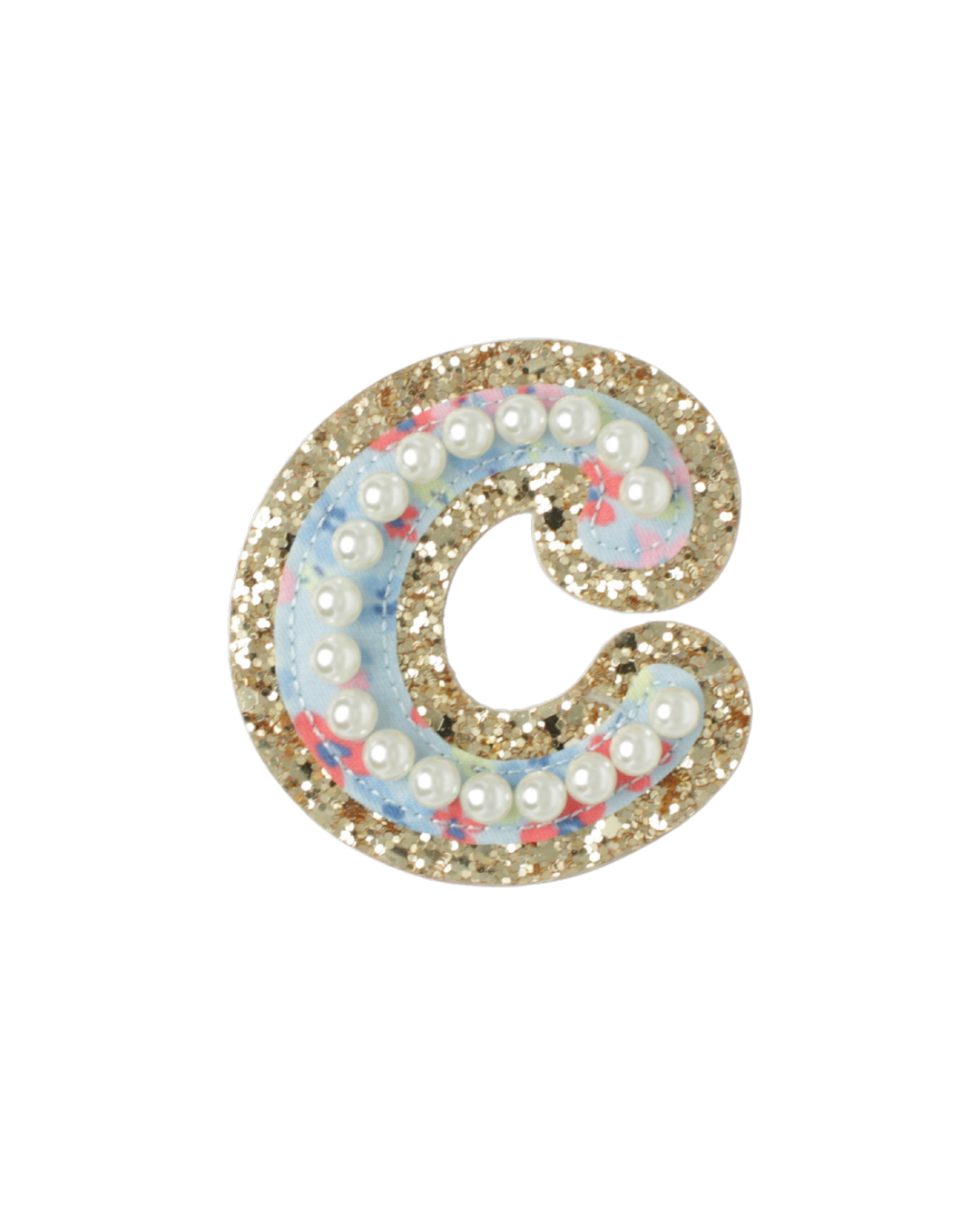 Glitter Floral Pearl Letter Patch