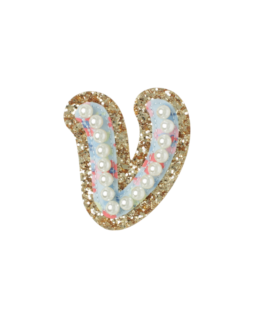 Glitter Floral Pearl Letter Patch