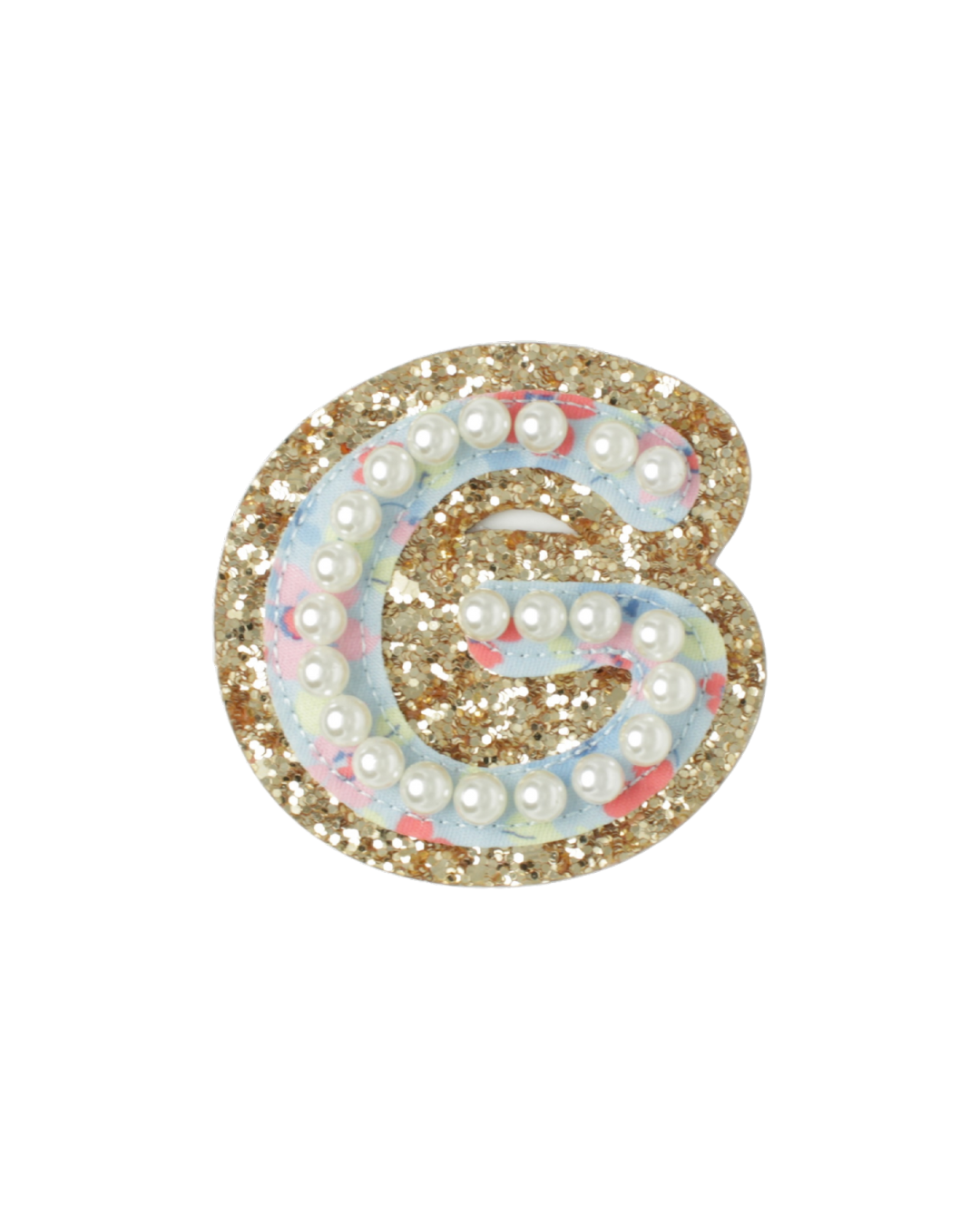 Glitter Floral Pearl Letter Patch
