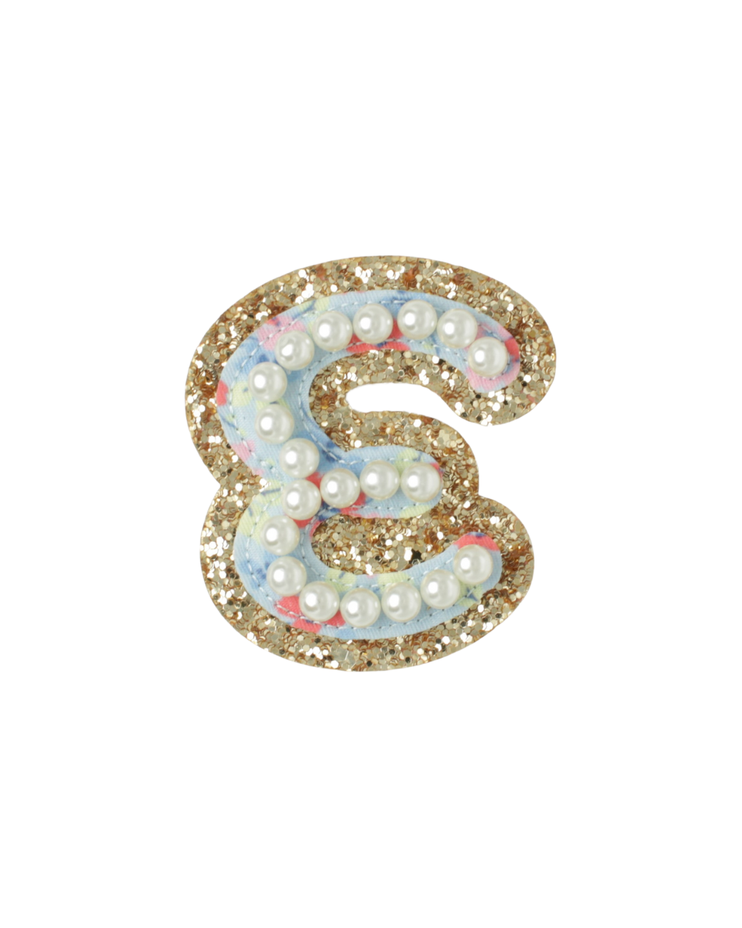 Glitter Floral Pearl Letter Patch