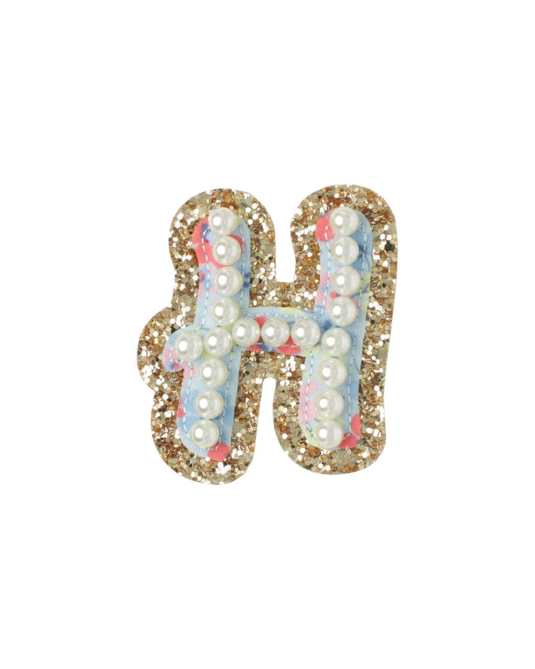 Glitter Floral Pearl Letter Patch