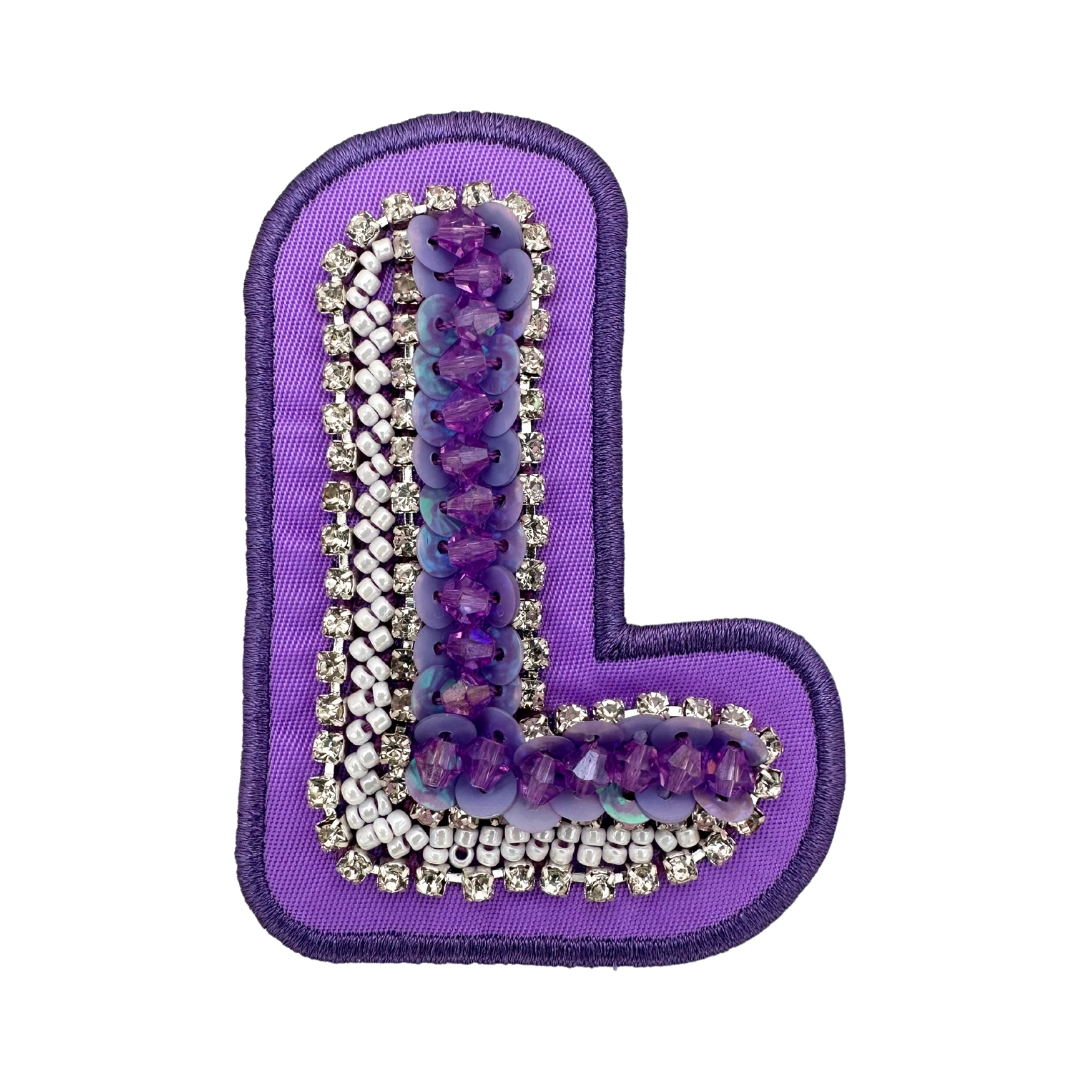 Acai Purple Embellished Letter Patch