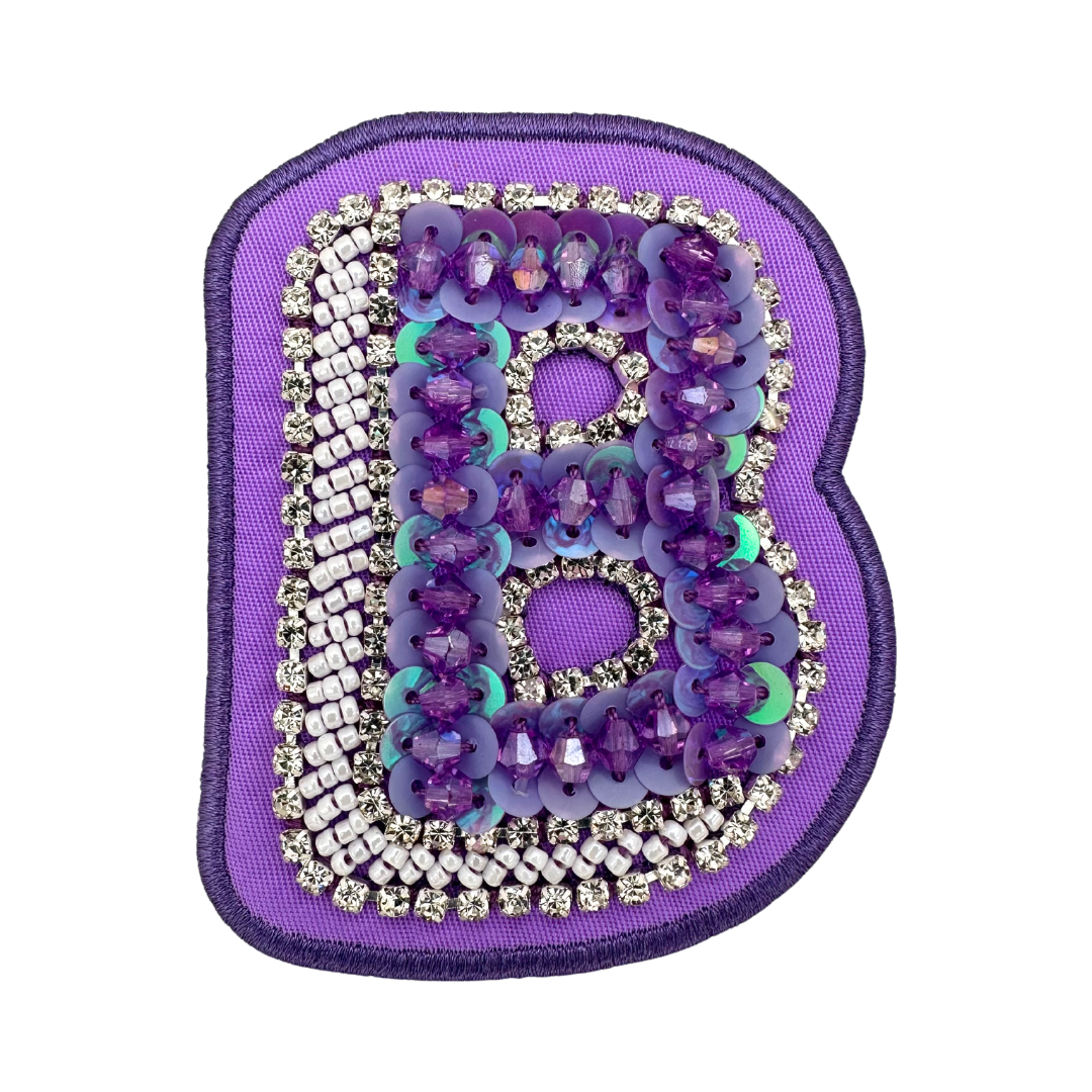 Acai Purple Embellished Letter Patch