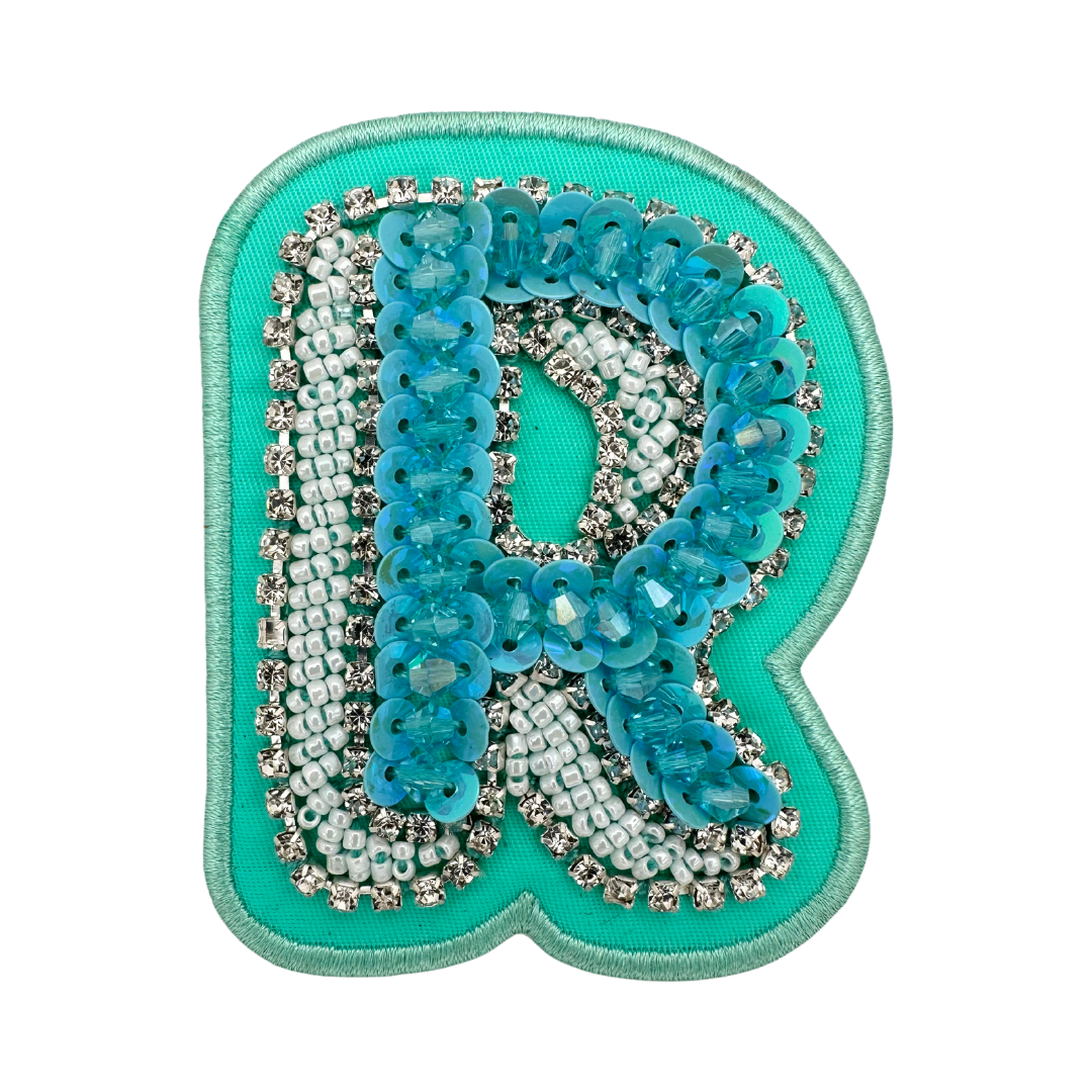 Lagoon Green Embellished Letter Patch