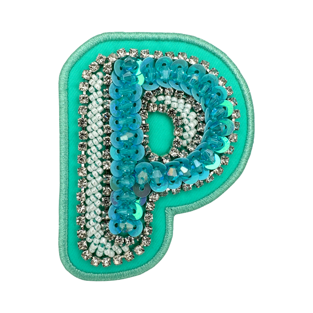 Lagoon Green Embellished Letter Patch