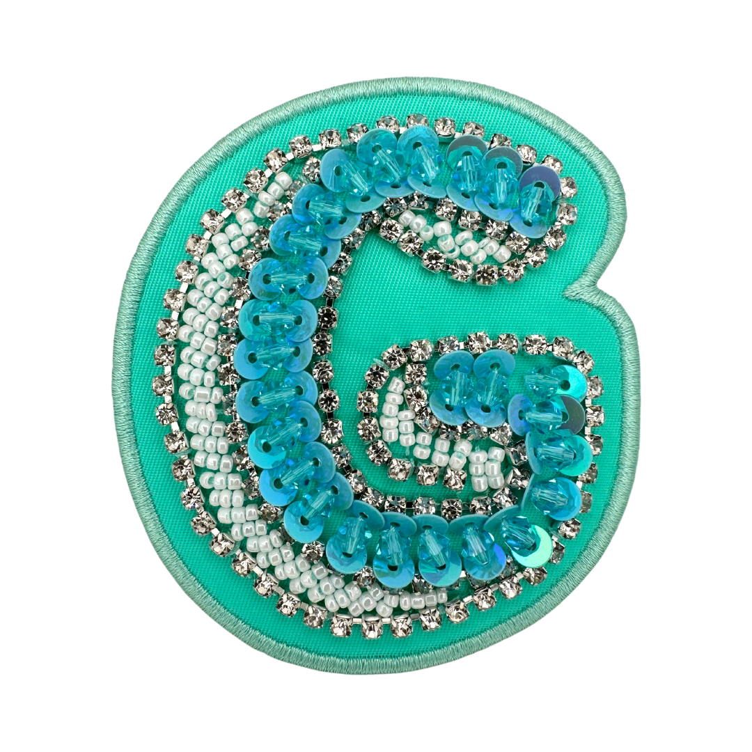 Lagoon Green Embellished Letter Patch