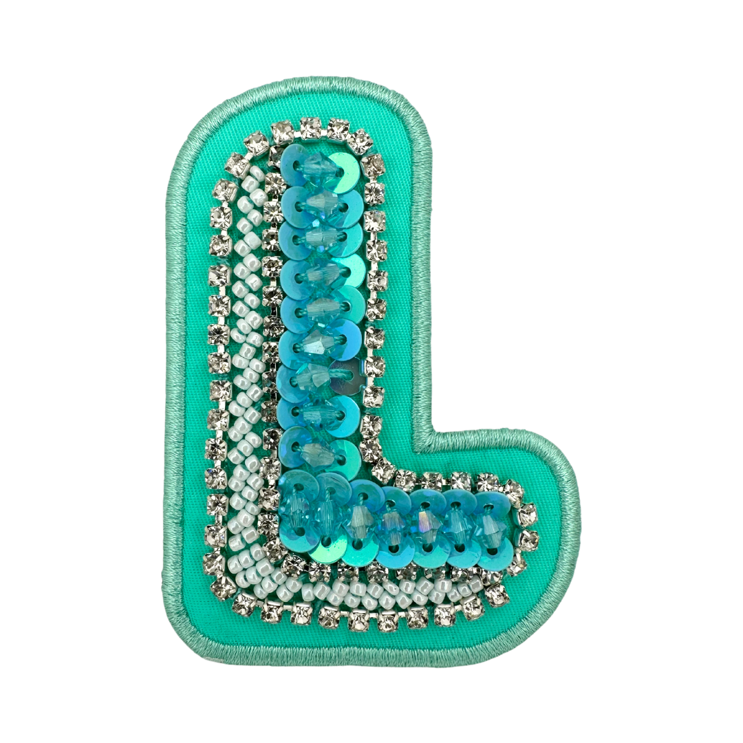 Lagoon Green Embellished Letter Patch