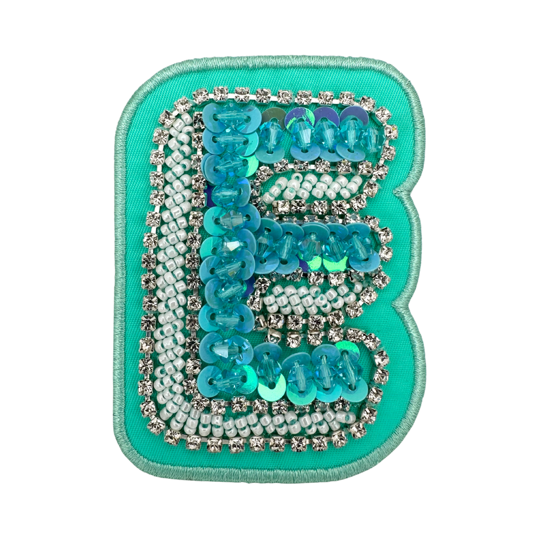 Lagoon Green Embellished Letter Patch