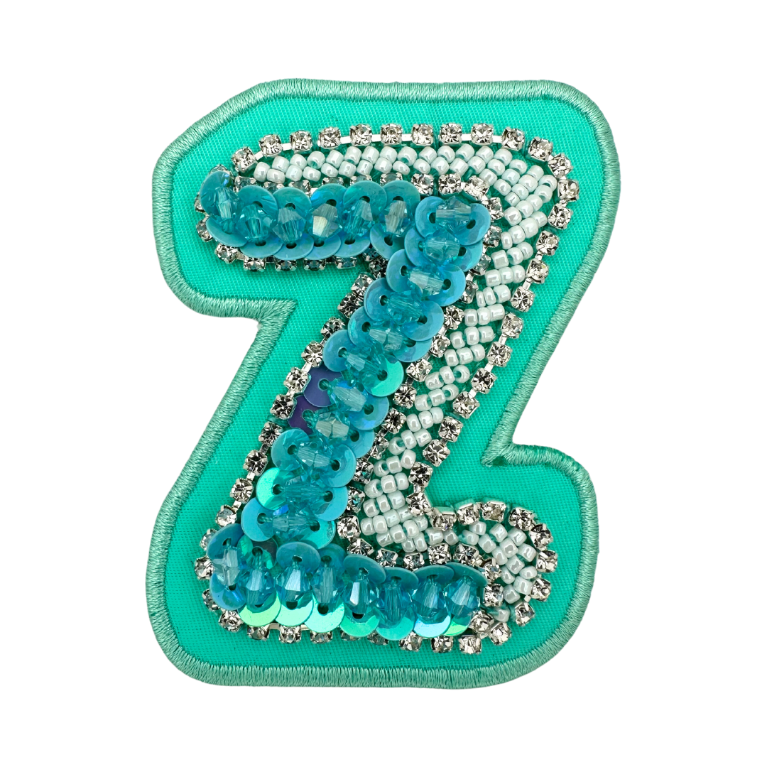 Lagoon Green Embellished Letter Patch