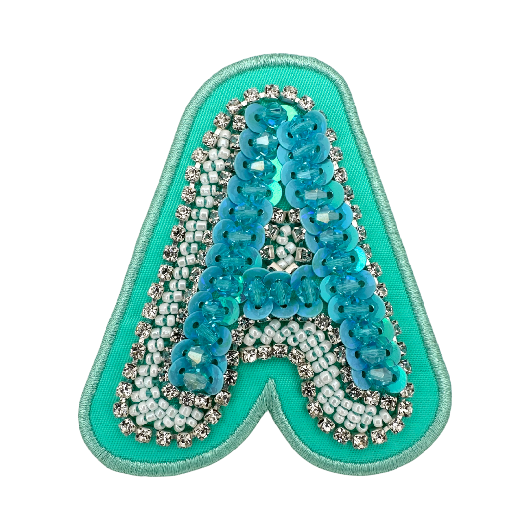 Lagoon Green Embellished Letter Patch