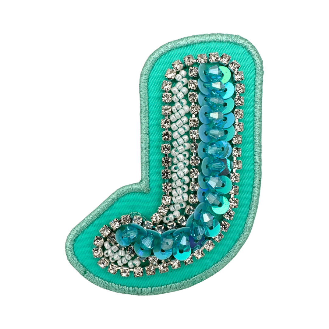 Lagoon Green Embellished Letter Patch