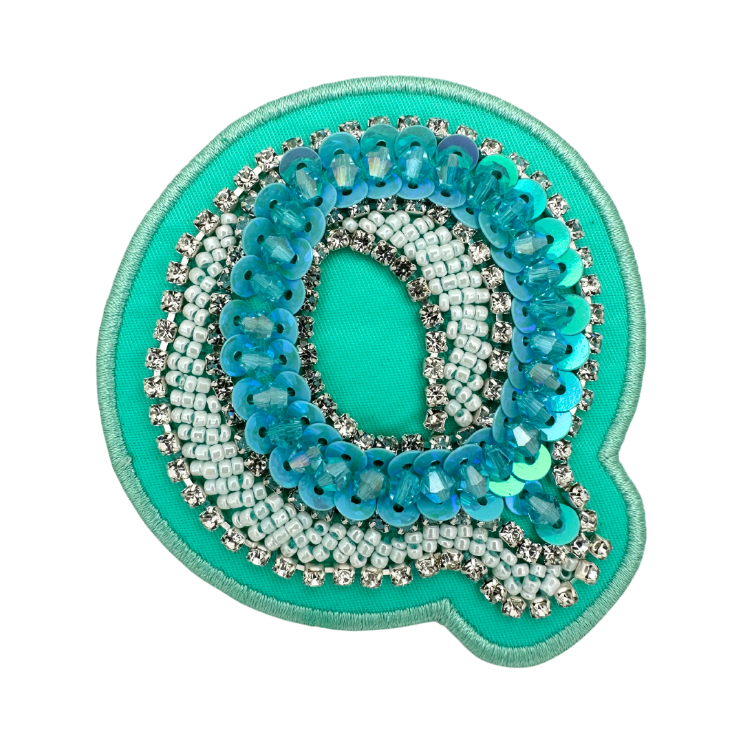 Lagoon Green Embellished Letter Patch