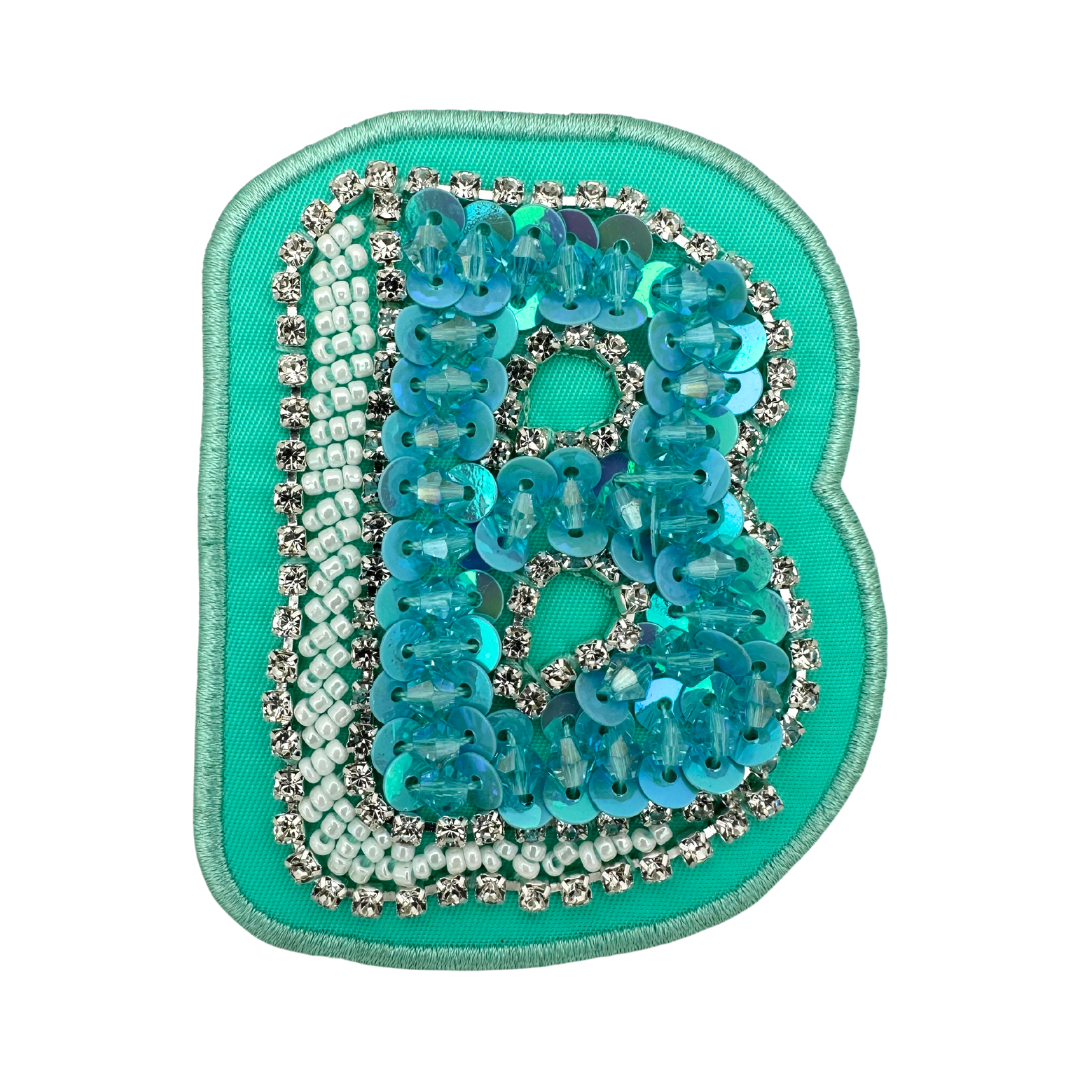 Lagoon Green Embellished Letter Patch