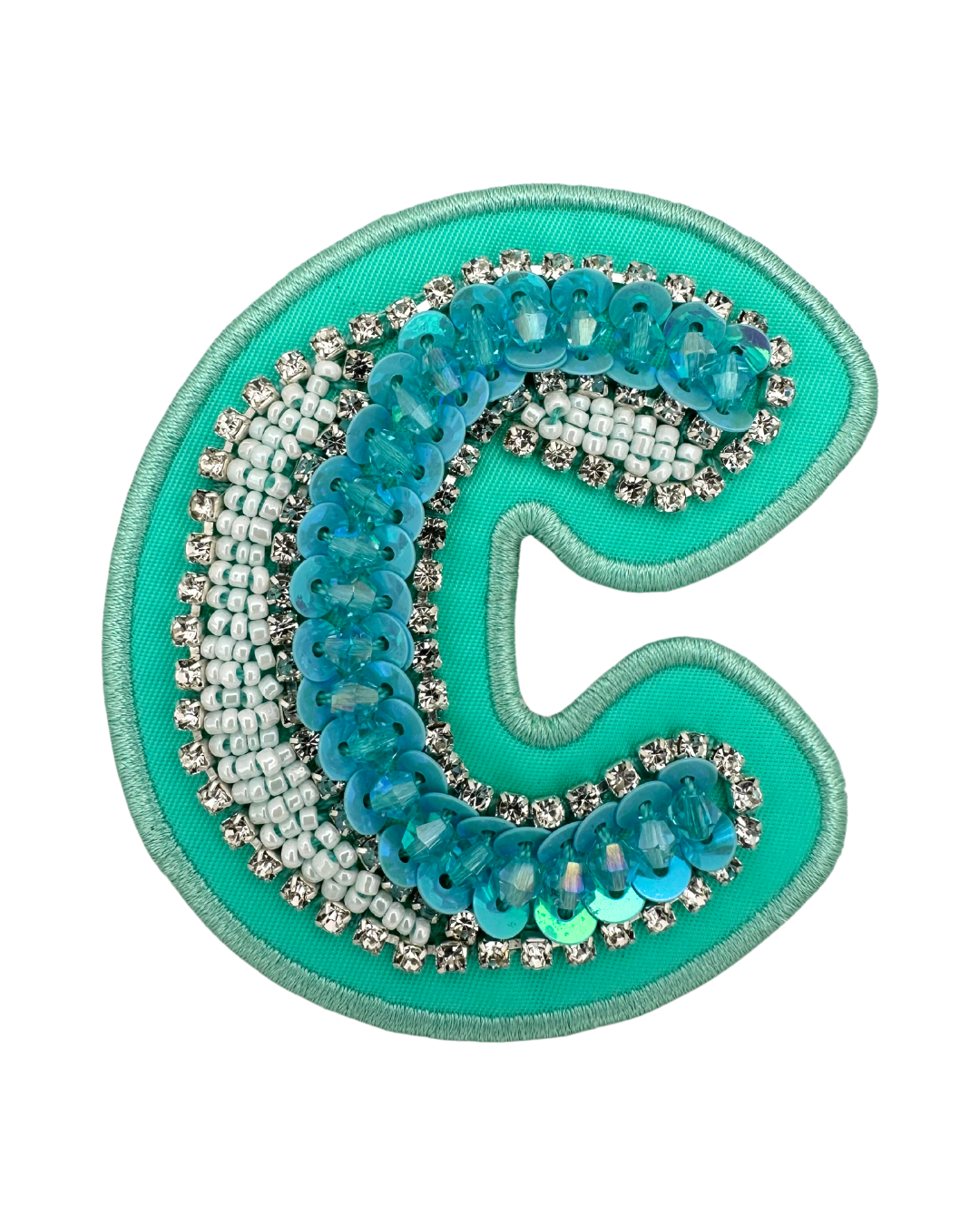 Lagoon Green Embellished Letter Patch