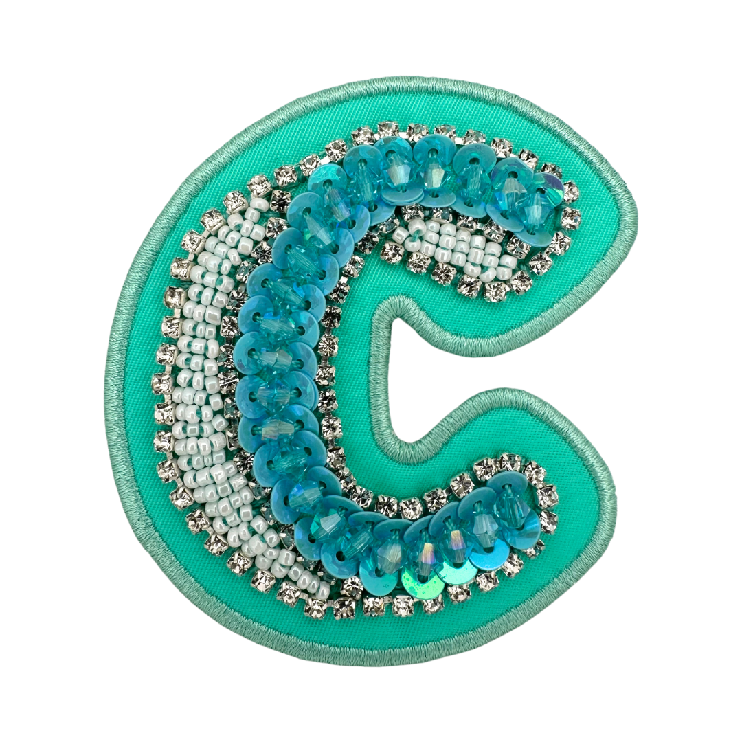 Lagoon Green Embellished Letter Patch