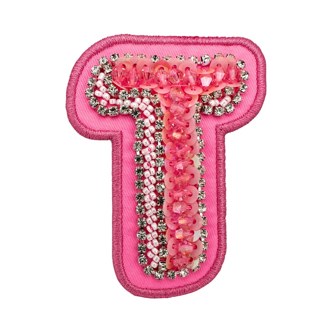 Hibiscus Pink Embellished Letter Patch