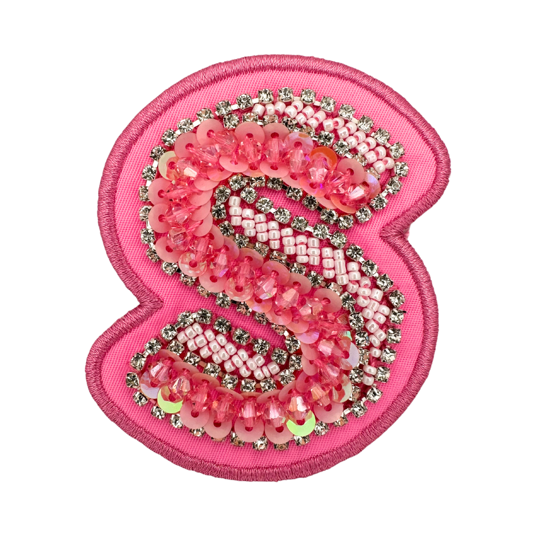 Hibiscus Pink Embellished Letter Patch