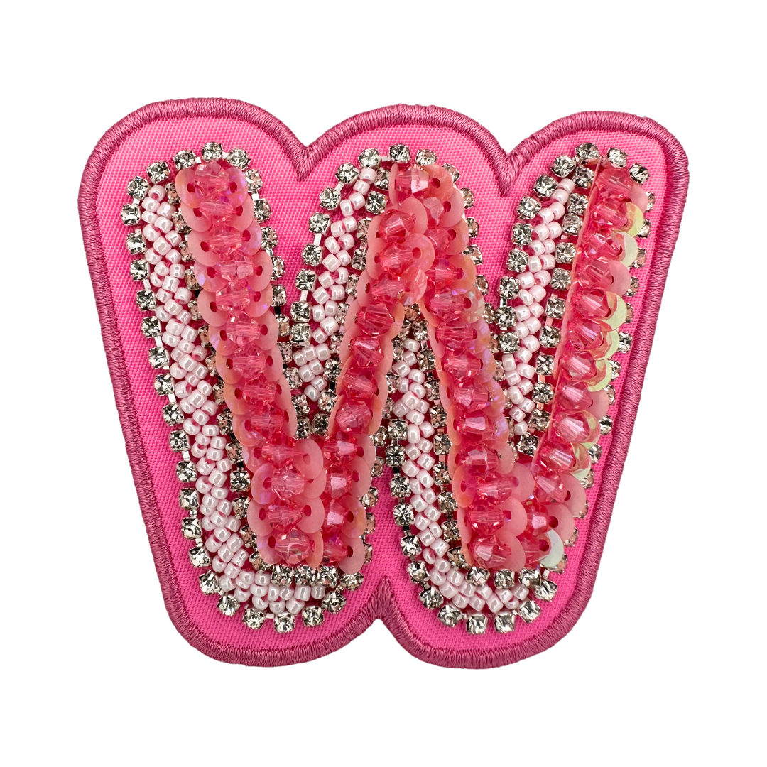 Hibiscus Pink Embellished Letter Patch