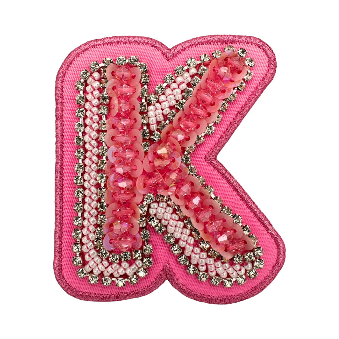 Hibiscus Pink Embellished Letter Patch