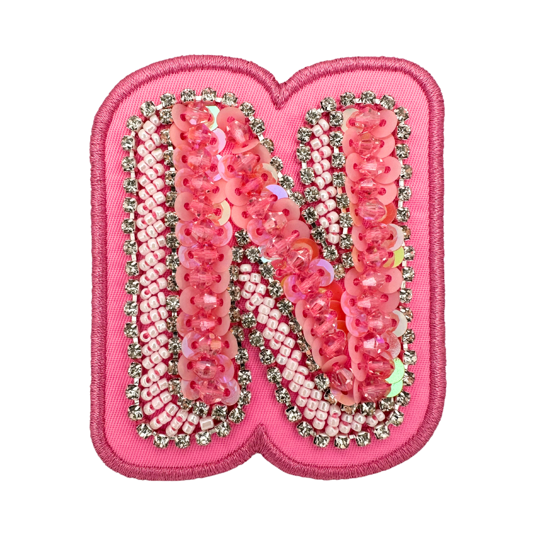 Hibiscus Pink Embellished Letter Patch