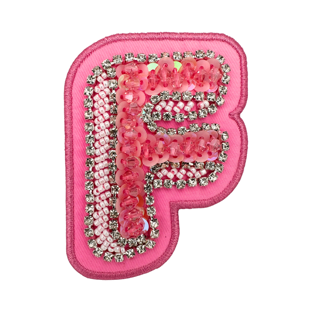 Hibiscus Pink Embellished Letter Patch