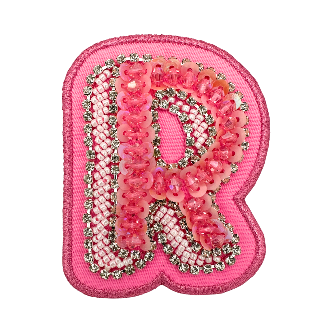 Hibiscus Pink Embellished Letter Patch