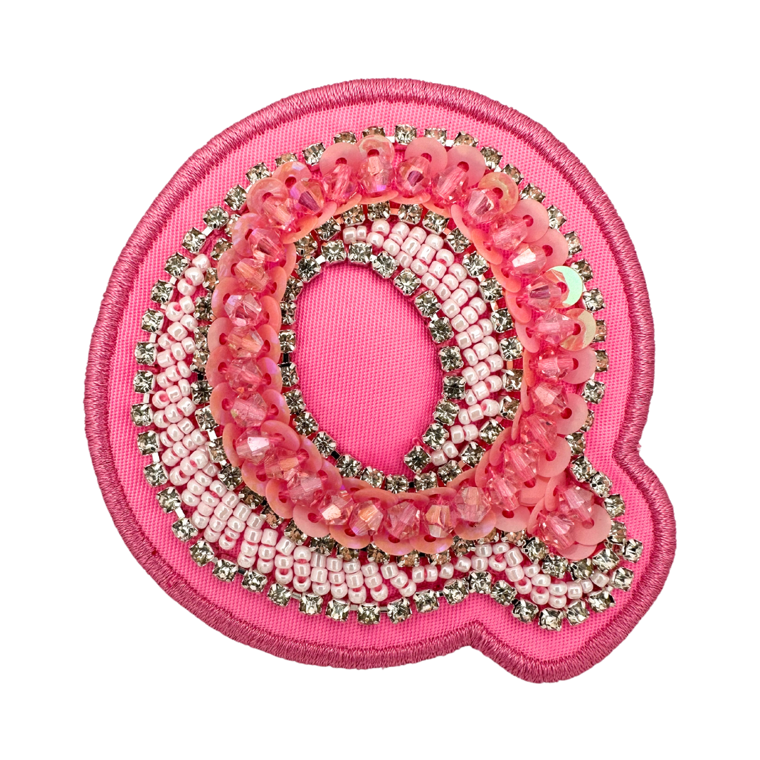 Hibiscus Pink Embellished Letter Patch