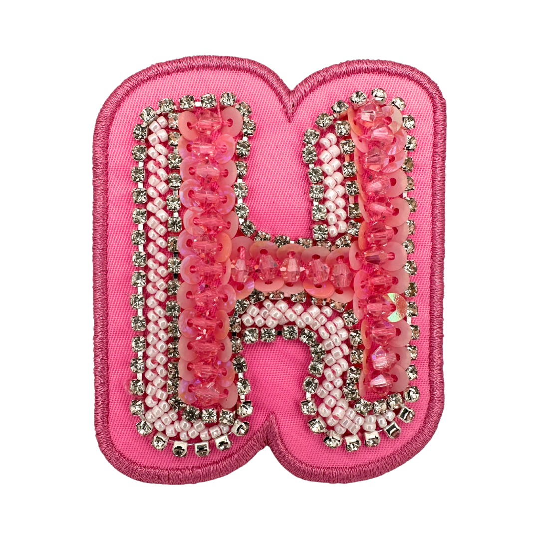 Hibiscus Pink Embellished Letter Patch