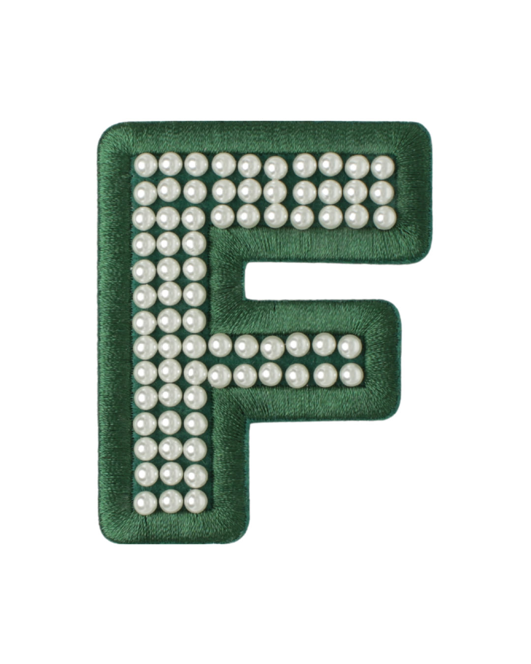 Forest Green Satin Pearl Letter Patch