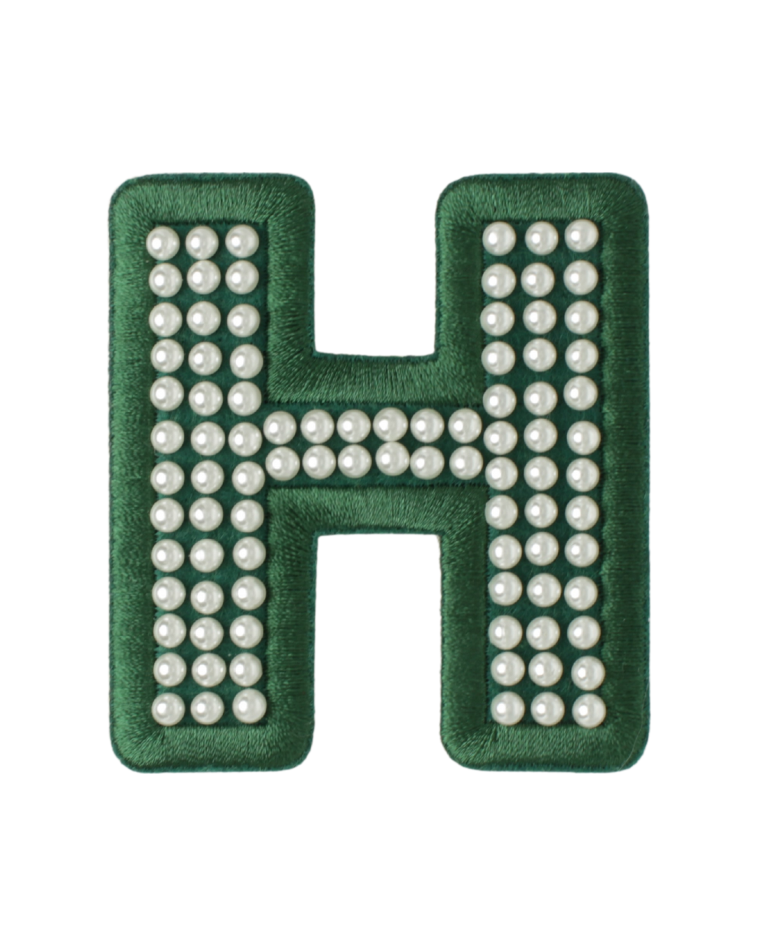 Forest Green Satin Pearl Letter Patch