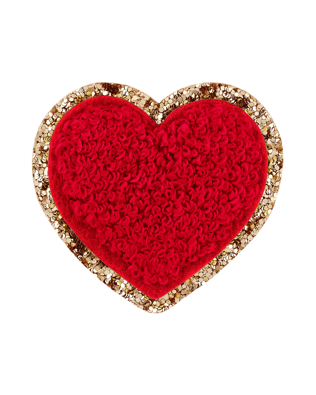 Heart Ruby Red Glitter Varsity Letter Patches - American Deadstock