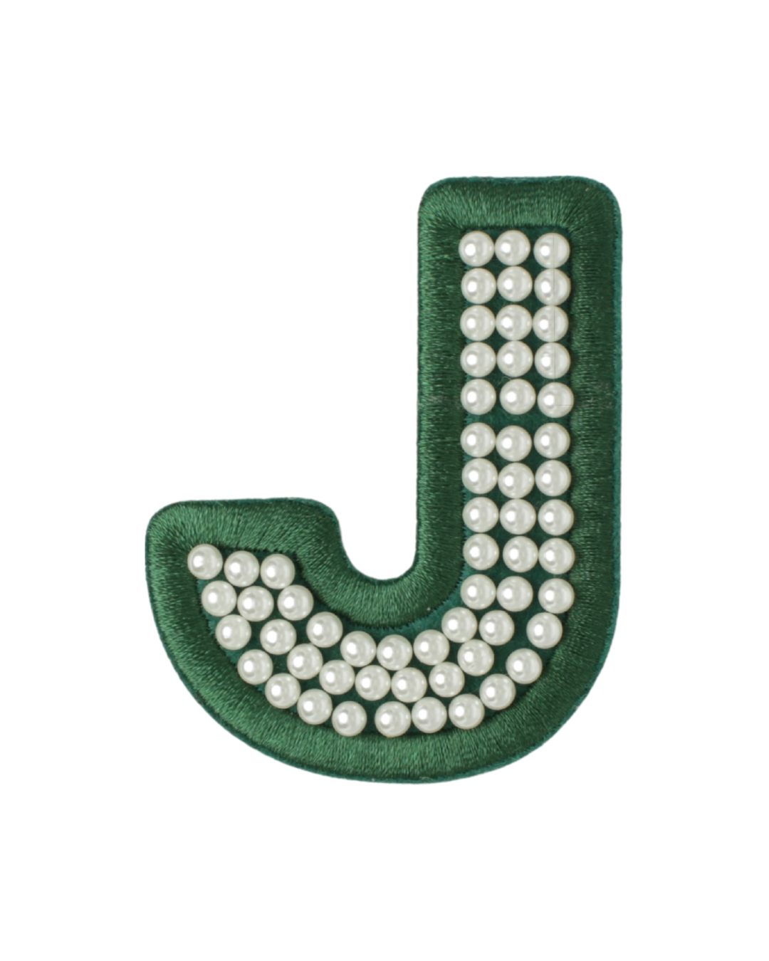 Forest Green Satin Pearl Letter Patch