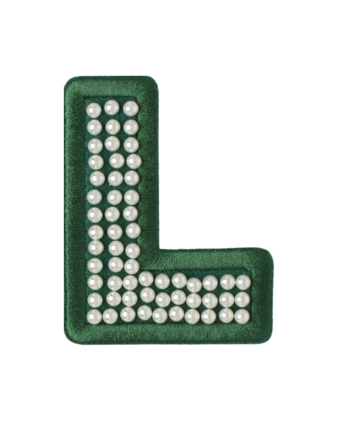 Forest Green Satin Pearl Letter Patch