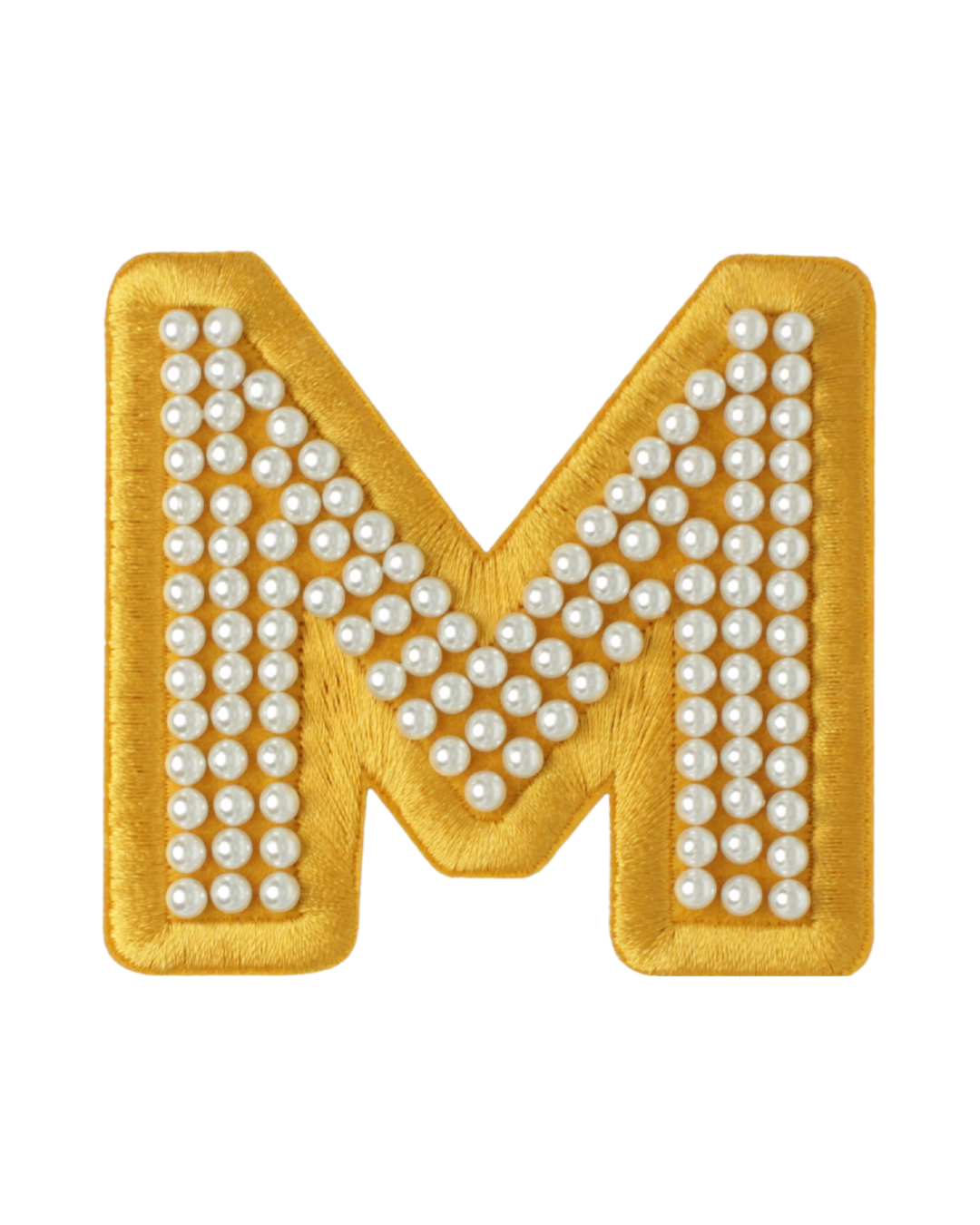 Gold Satin Pearl Letter Patch