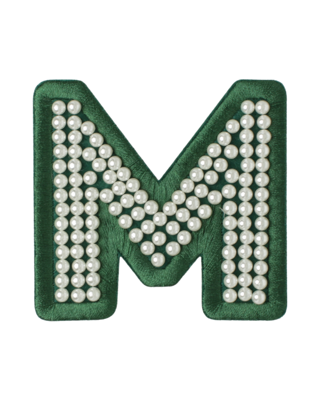 Forest Green Satin Pearl Letter Patch