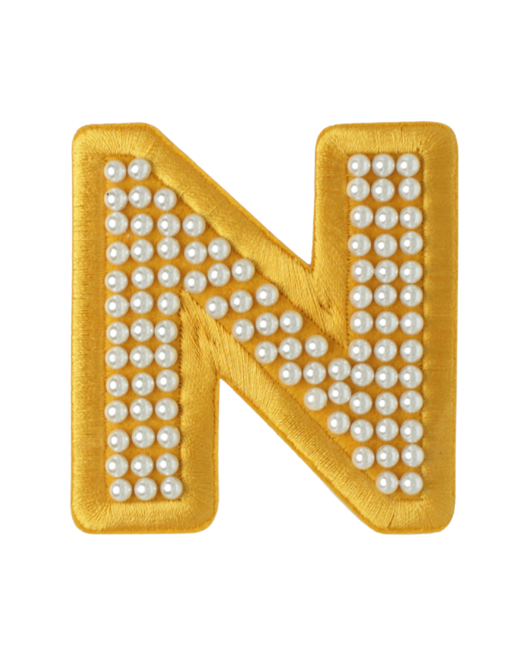 Gold Satin Pearl Letter Patch