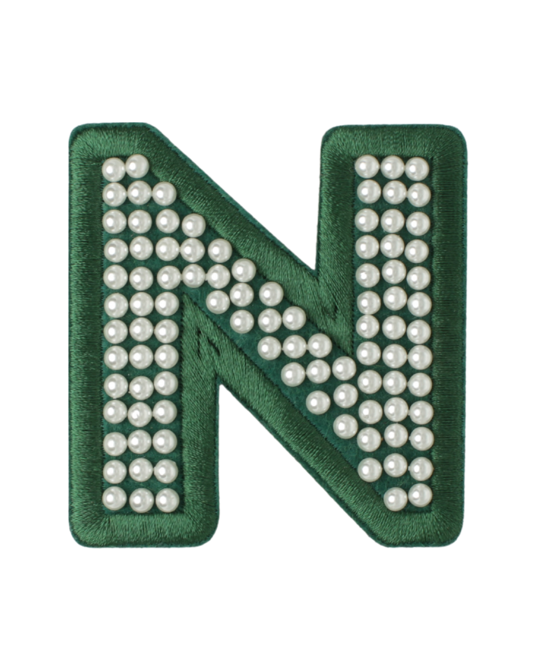 Forest Green Satin Pearl Letter Patch