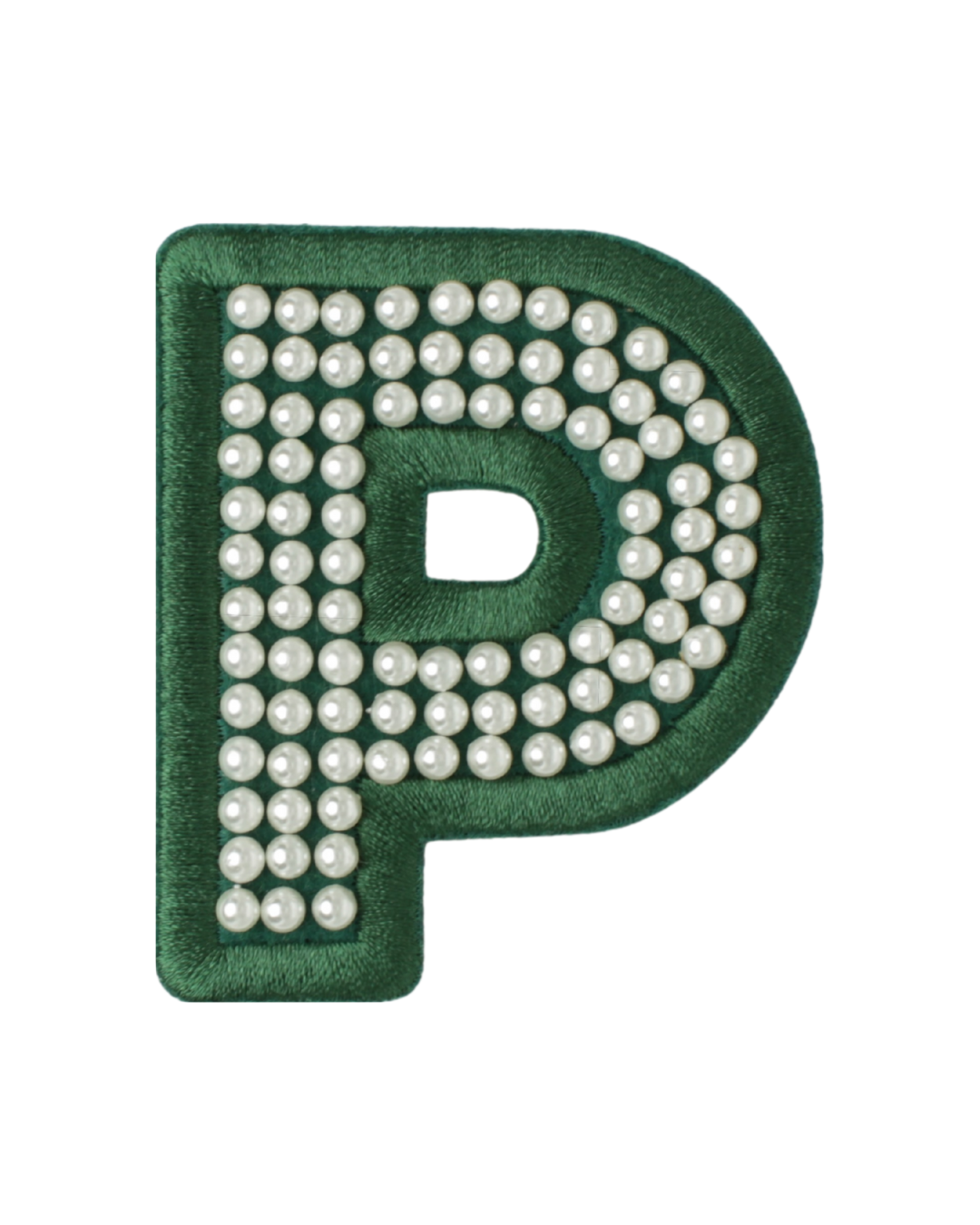 Forest Green Satin Pearl Letter Patch