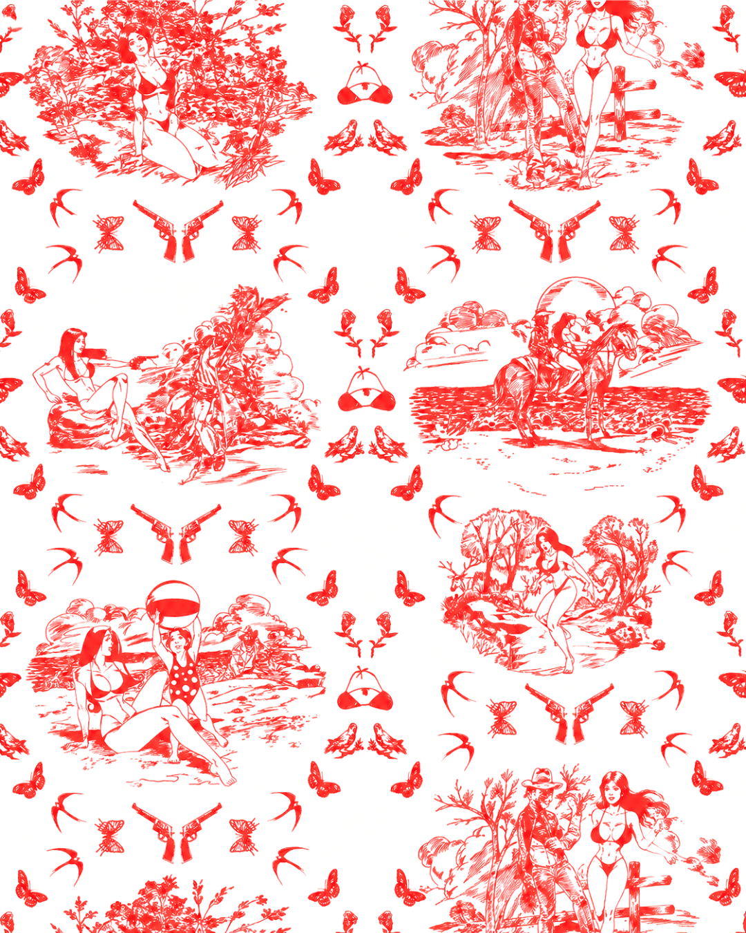 Sassy Toile Wallpaper