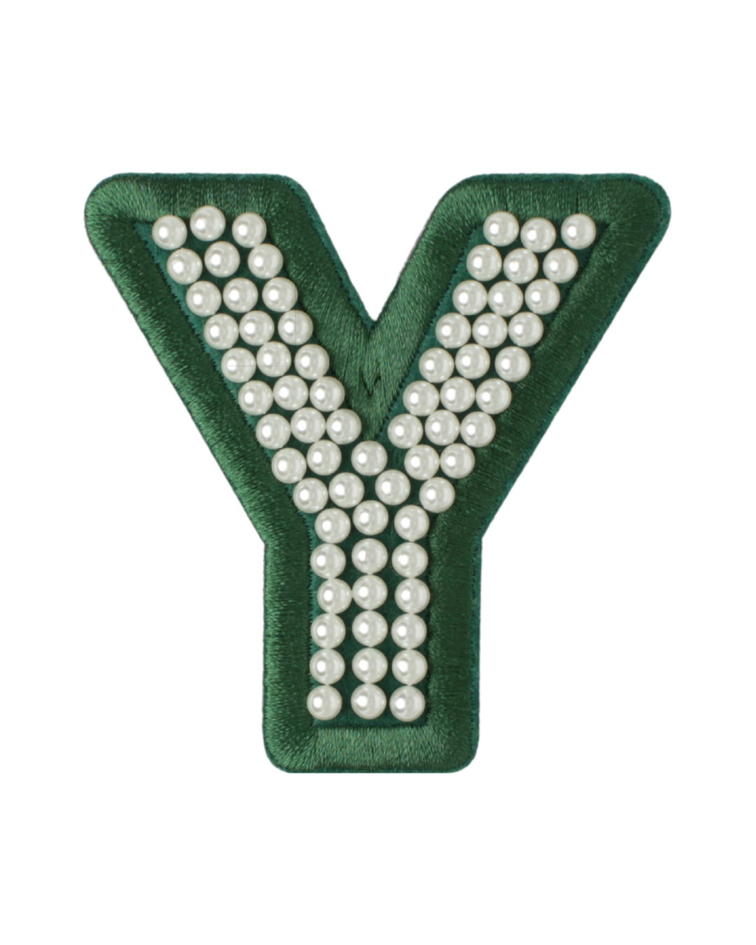 Forest Green Satin Pearl Letter Patch