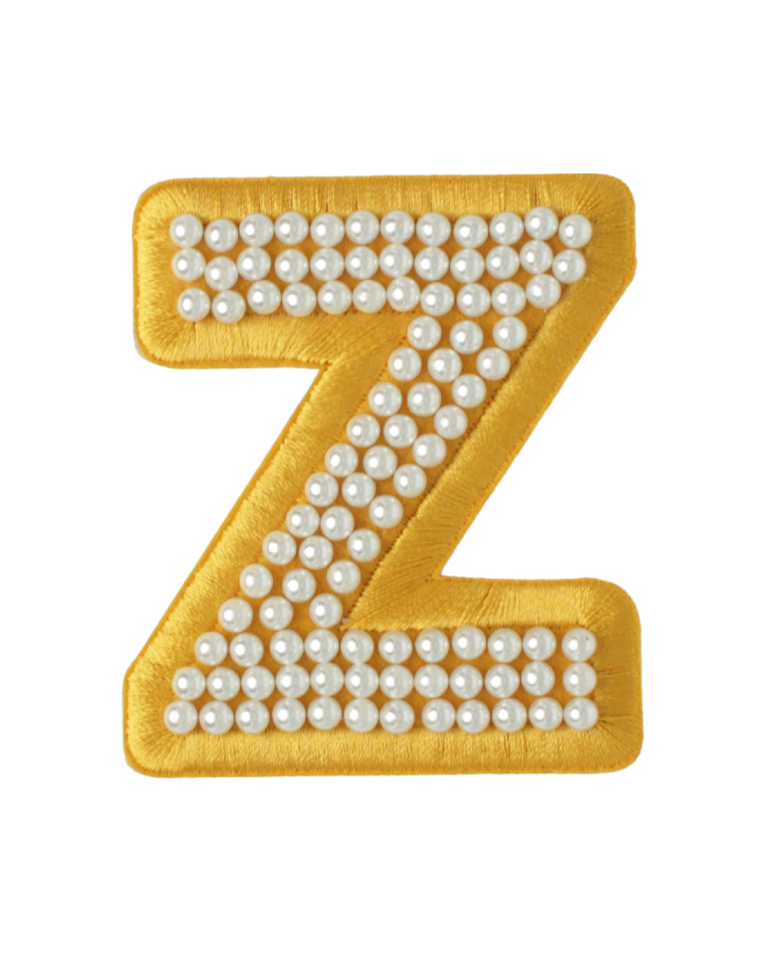 Gold Satin Pearl Letter Patch