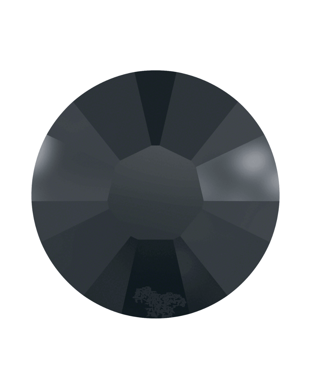 Round black faceted crystal stone on a white background