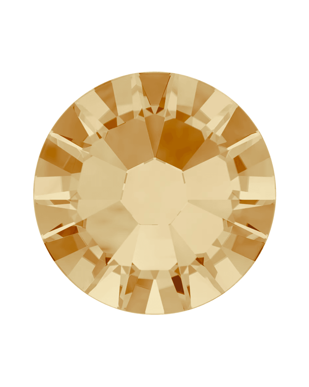 Round light brown faceted crystal gemstone on a white background