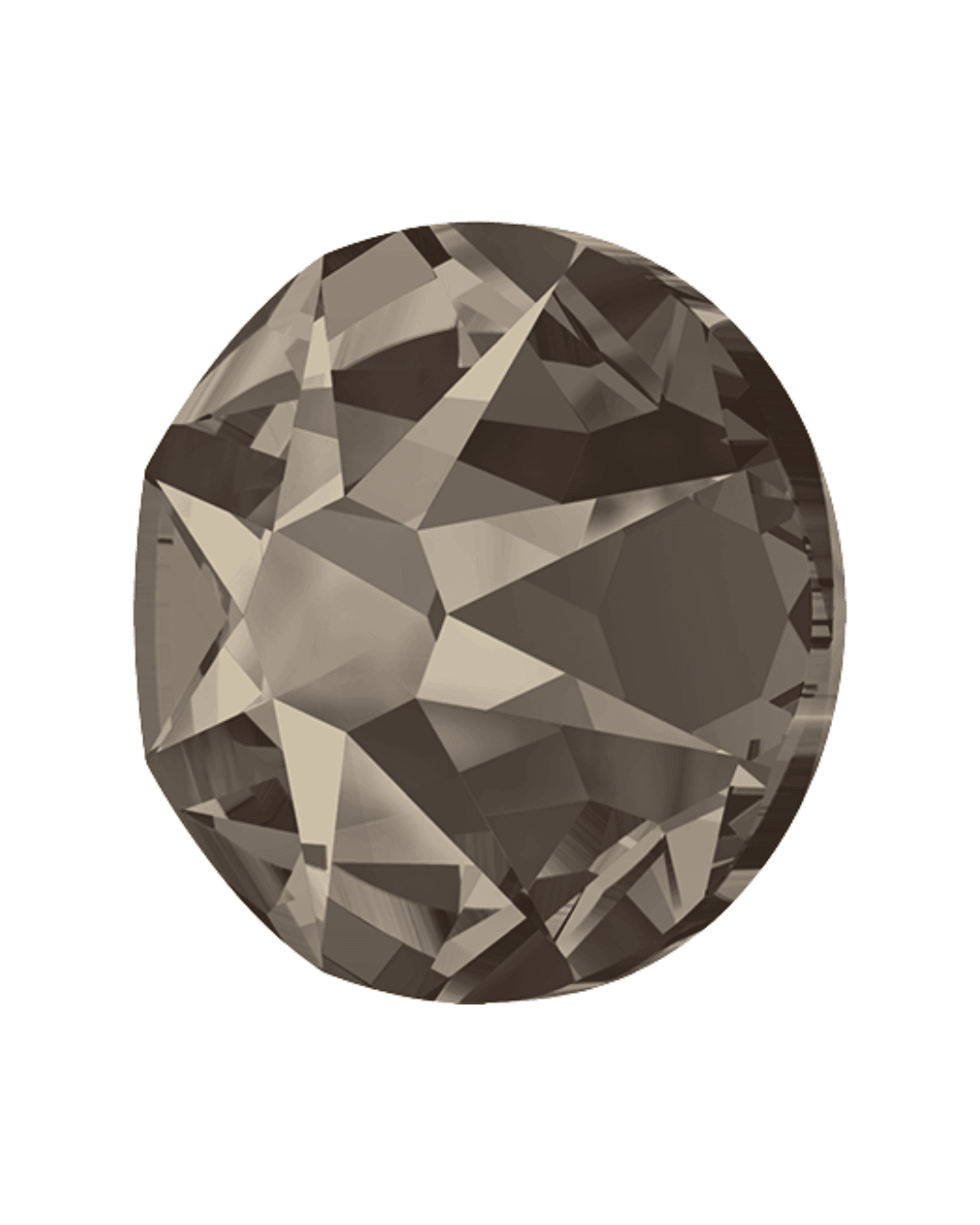 Round flatback crystal with faceted surface in greige color on white background