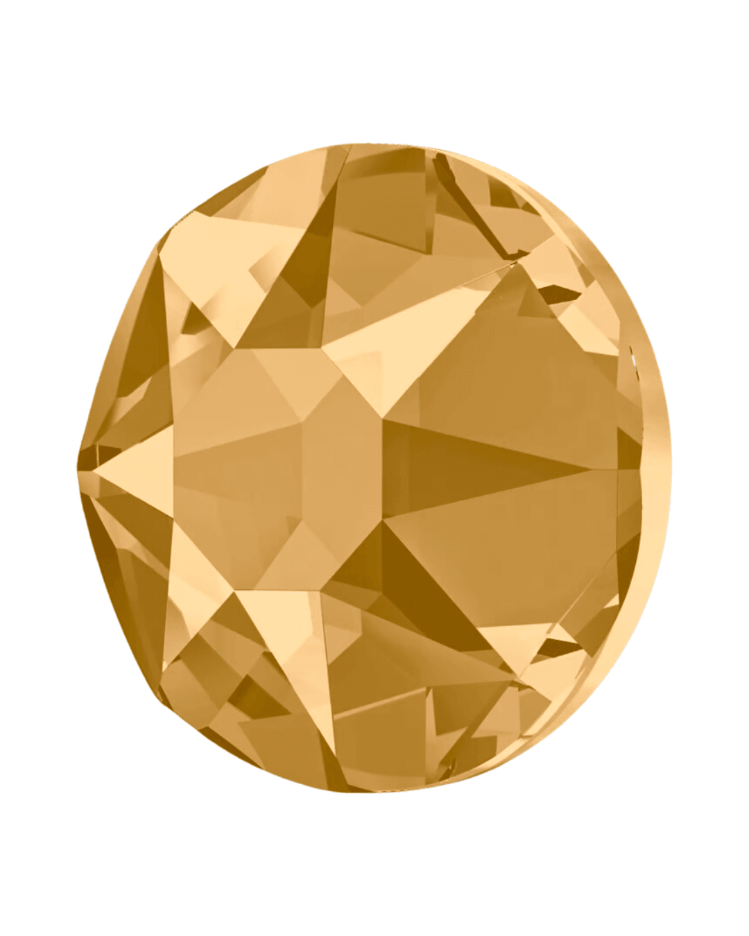 Round faceted light brown crystal rhinestone on a white background