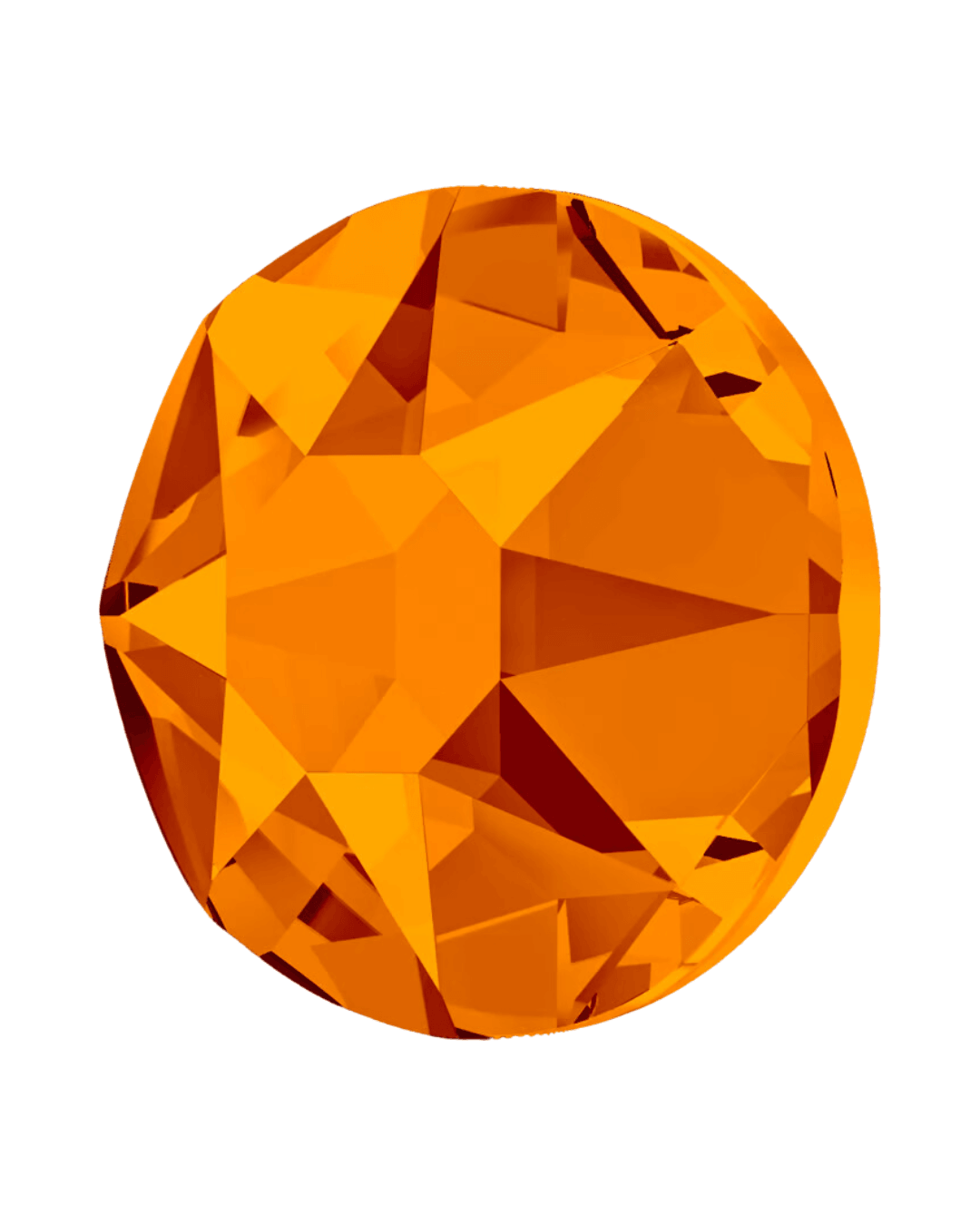 Round orange faceted crystal on a white background