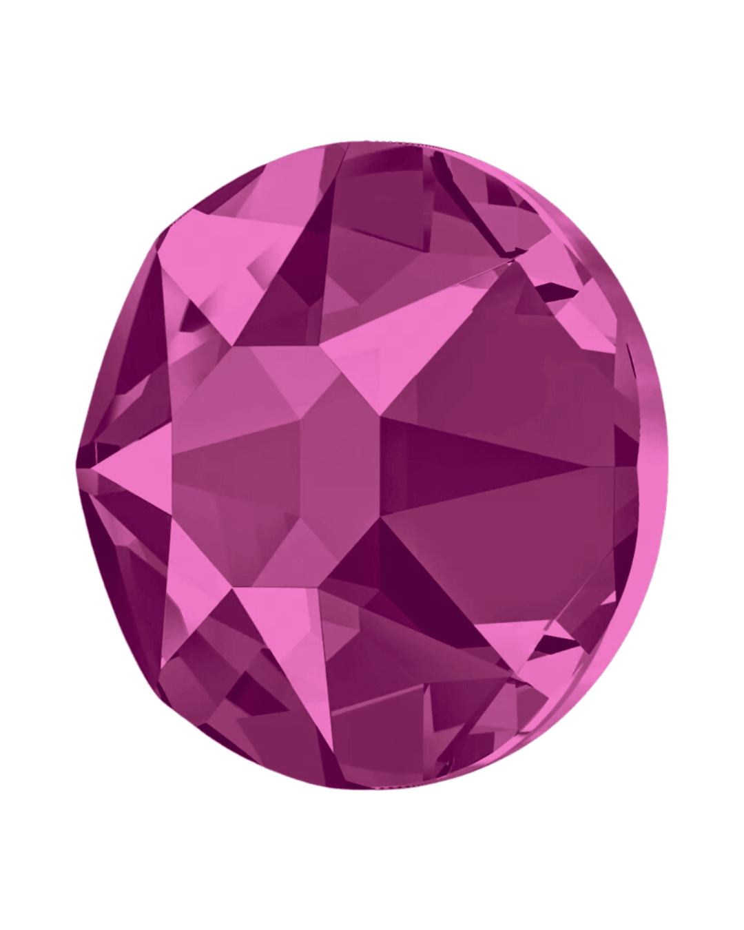 Round faceted pink crystal rhinestone on a white background