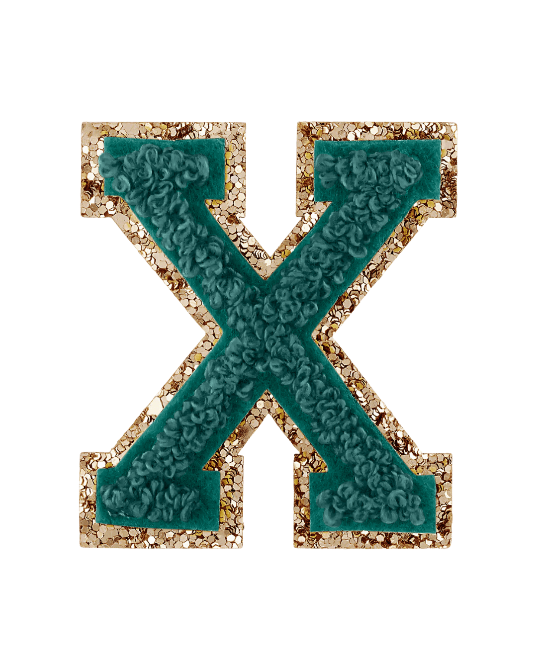 Forest Green Glitter Varsity Letter Patches - American Deadstock
