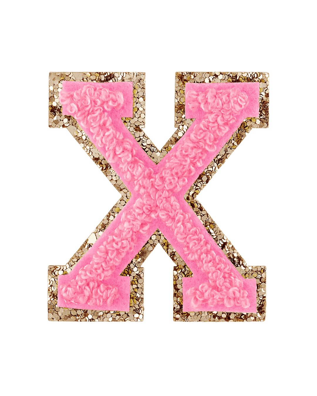 Guava Pink Glitter Varsity Letter Patches - American Deadstock